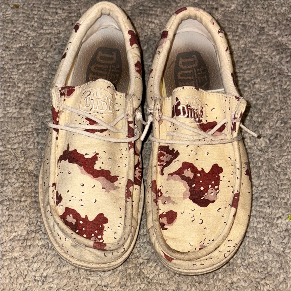 Hey Dude Cream and Brown Moccasins Comfortable Casual Shoes